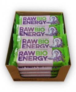 BOMBUS RAW BIO ENERGY ekologiškas vaisių batonėlis su juodaisiais serbentais, 20 x 50 g