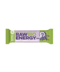 BOMBUS RAW BIO ENERGY ekologiškas vaisių batonėlis su juodaisiais serbentais ir kokosu, 50 g