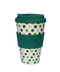 ECOFFEE CUP daugkartinis puodelis Green Polka, 400 ml